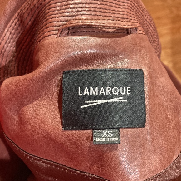 DONNA Lamarque Iconic Leather Biker Jacket Brown size XS - Picture 7 of 8